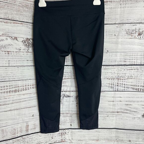 Athleta Sonar Capri Legging Solid Black Mesh Drawstring Crop Stretch Women Small - Picture 6 of 11